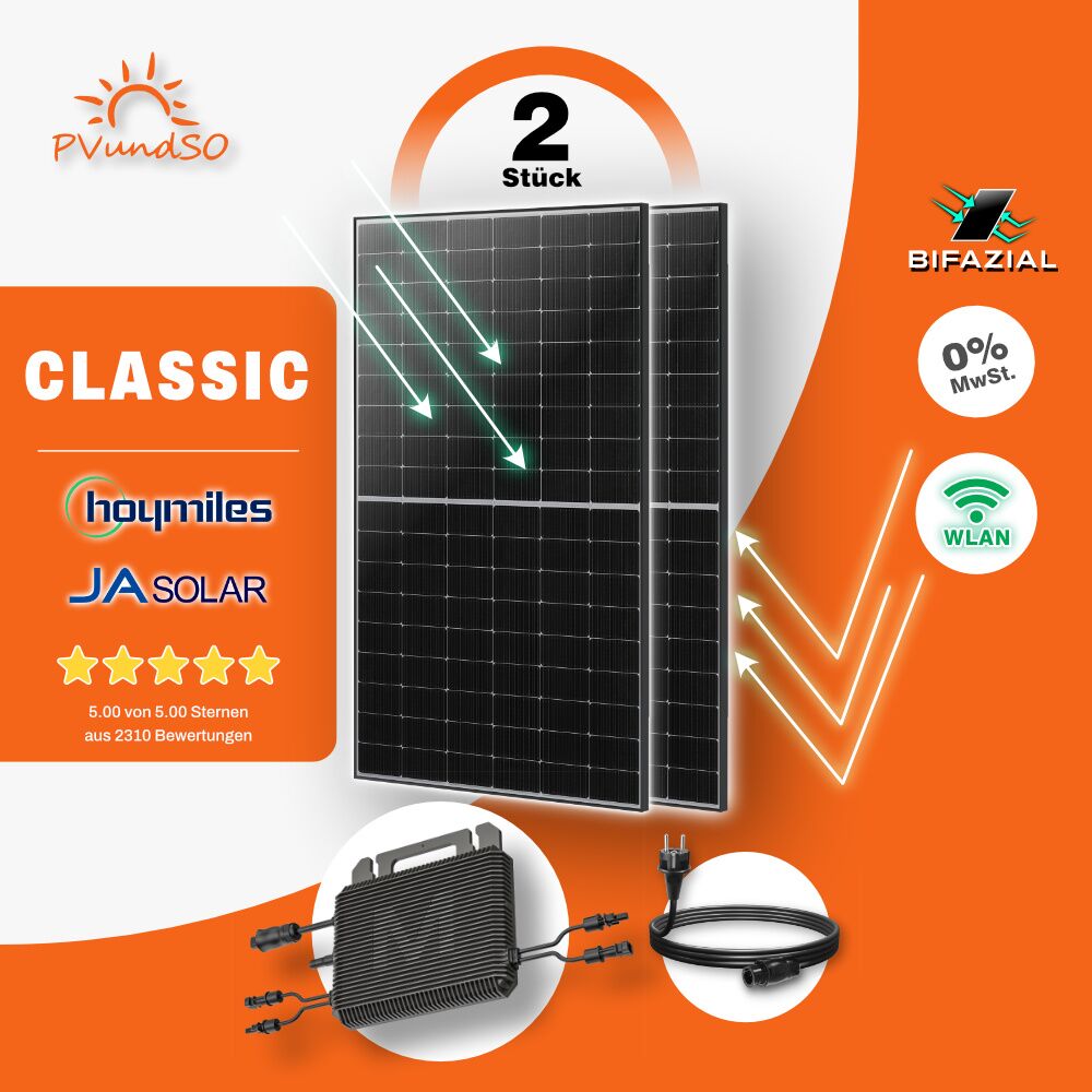 Balkonkraftwerk CLASSIC mit 2 Solarmodulen – Bild 1