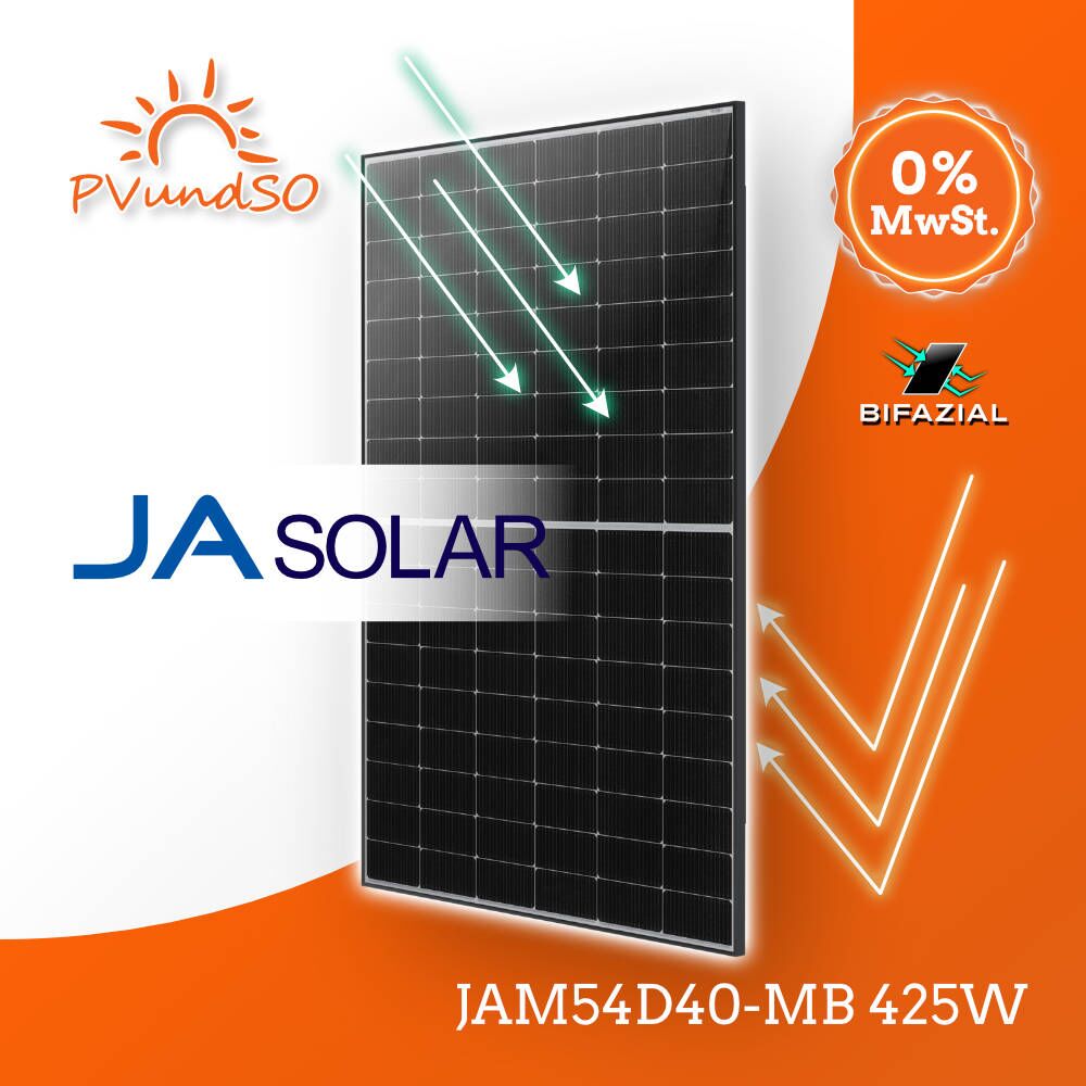 Solarmodul JASolar JAM54D40-MB 425W Black Frame bifazial – Bild 1