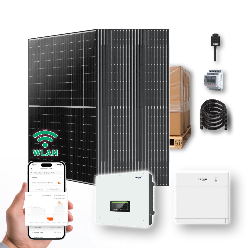 10kw hybrid solaranlage mit 5,12 kwh speicher | ja solar + sofar hybrid wechselrichter 10kw Hybrid Solaranlage Photovoltaik Mit 5.12kw Speicher Titelbild