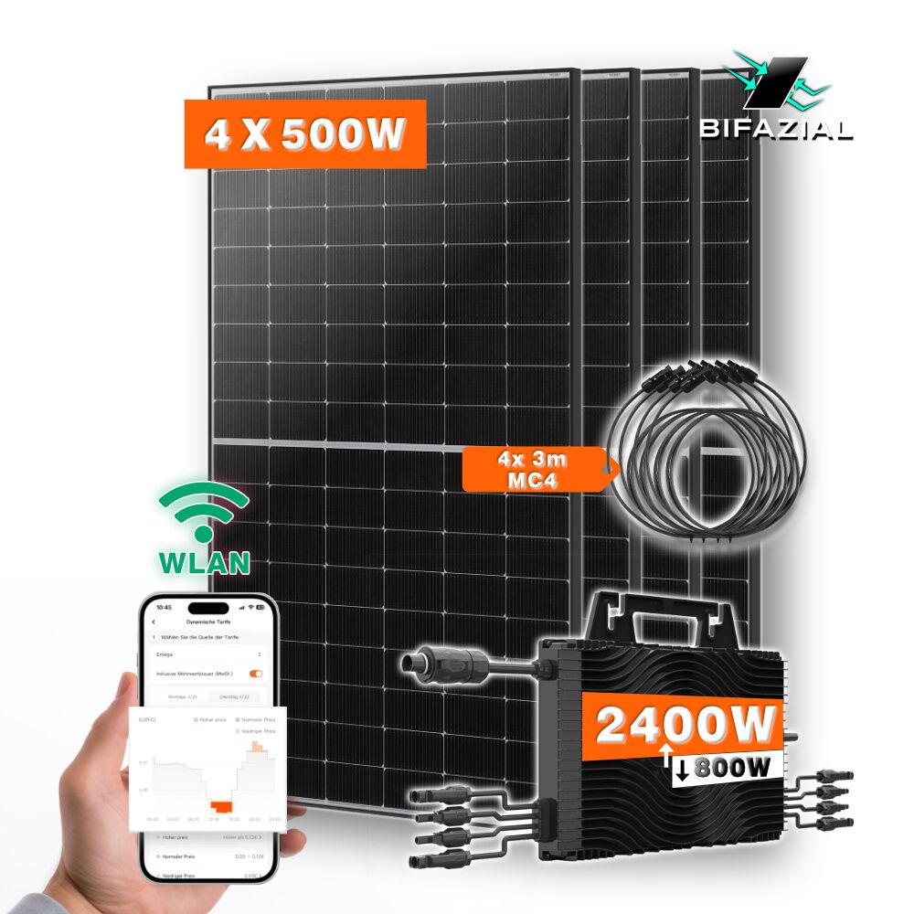 Balkonkraftwerk 2000w Mit 4 Solarmodulen Titelbild
