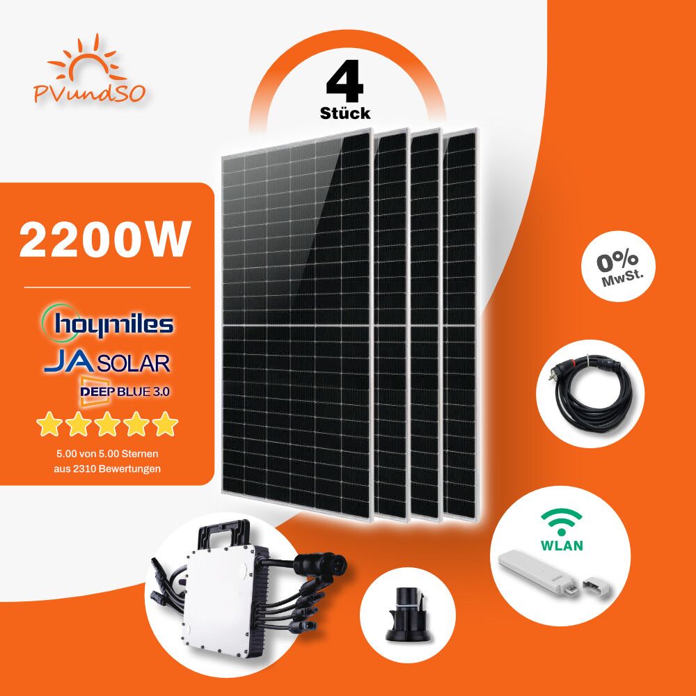 2200W-Balkonkraftwerk-Hoymiles_Microwechselrichter-JASolar_Solarmodule-1 2200W Balkonkraftwerk mit HM1500 – Bild 1