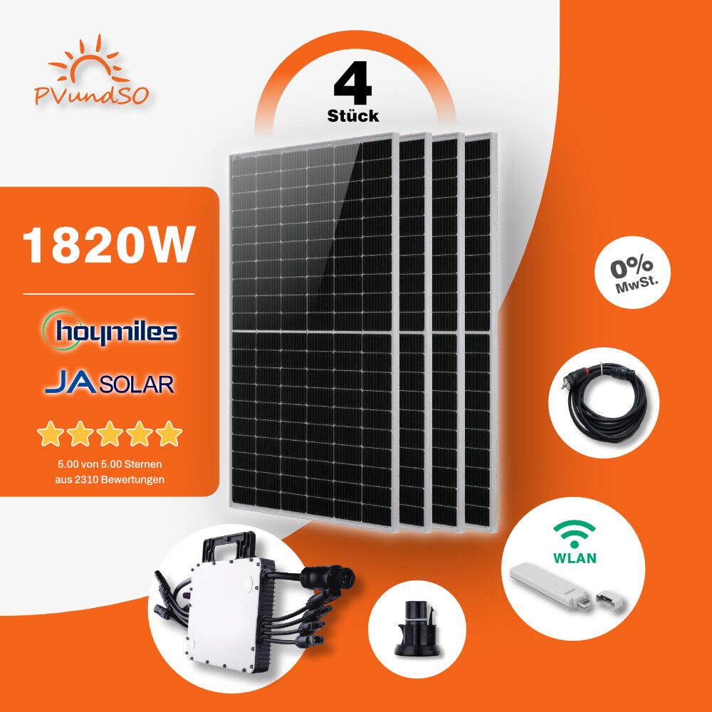 1820W-Balkonkraftwerk-Hoymiles_Microwechselrichter-JASolar_Solarmodule-1 1820W Balkonkraftwerk mit HM1500 – Bild 1