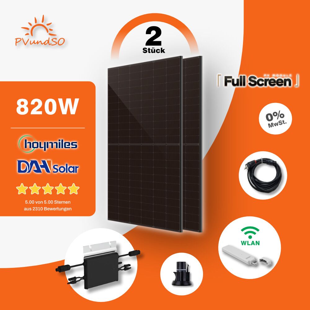 820W-Balkonkraftwerk-Hoymiles_Microwechselrichter-DAHSolar_Solarmodule-1 820W Balkonkraftwerk – Bild 1