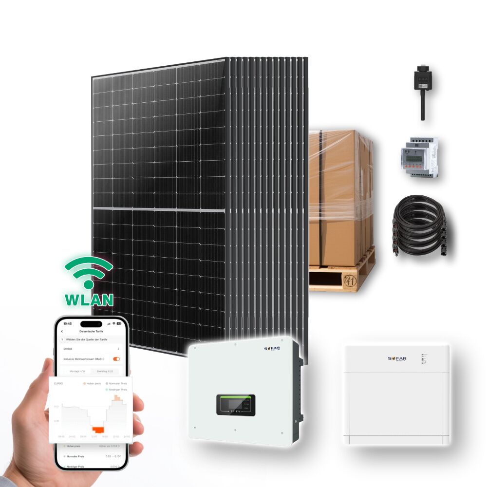 Sistema solar híbrido de 6 kW con almacenamiento de 5,12 kWh | Ja Solar + inversor híbrido Sofar Sistema solar híbrido de 6 kW con almacenamiento de 5.12 kW. Sí, inversor híbrido Solar Sofar (imagen de portada).