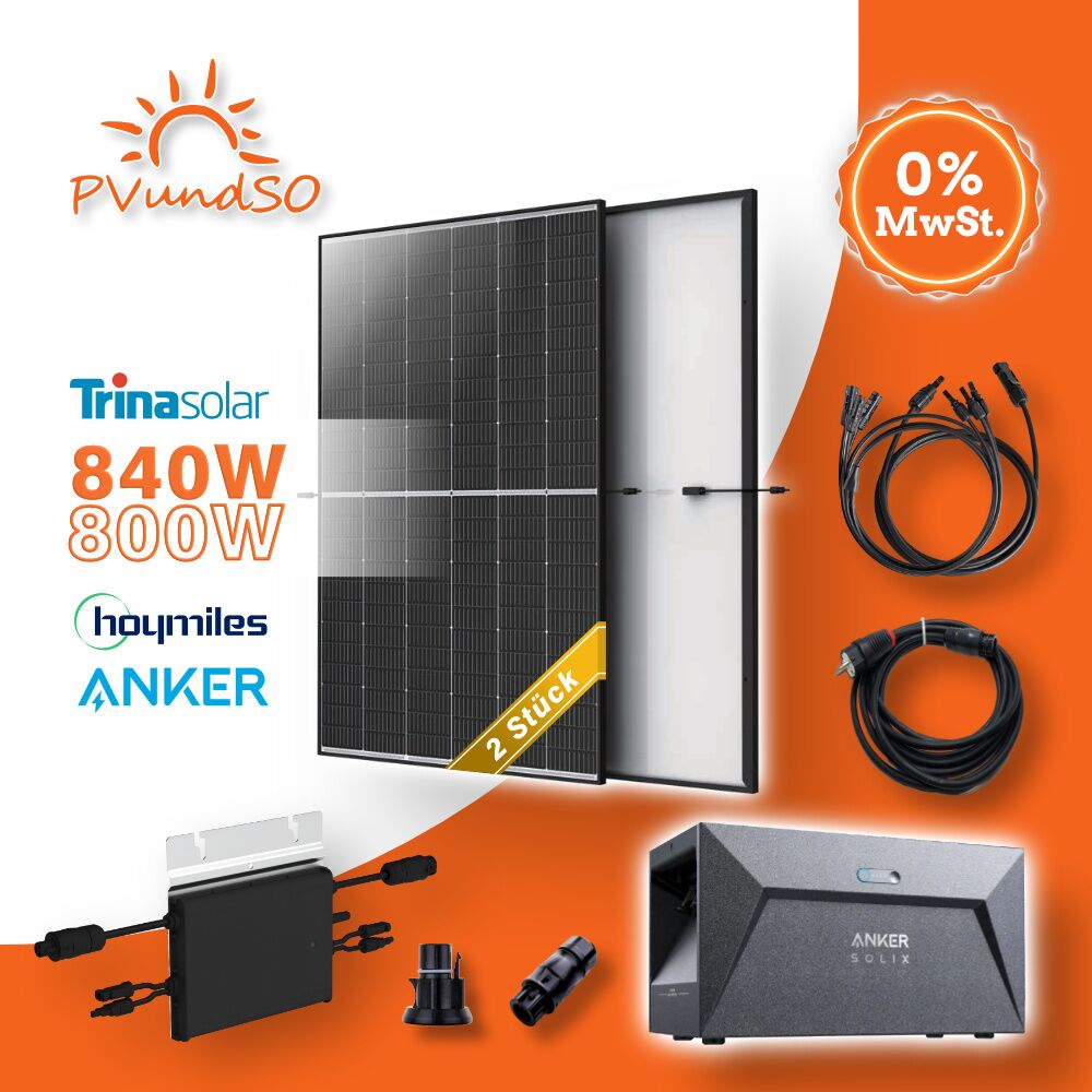 840W Balkonkraftwerk mit HM800 inkl. Anker SOLIX E1600 Solarbank – Bild 1
