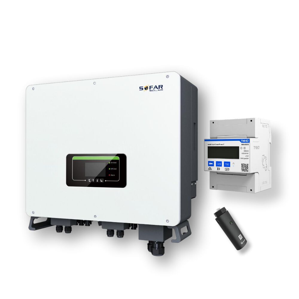 Inversor híbrido solar Sofar Hyd 4600 Ep de 4.6 kW con medidor trifásico y dispositivo WiFi (imagen de portada)