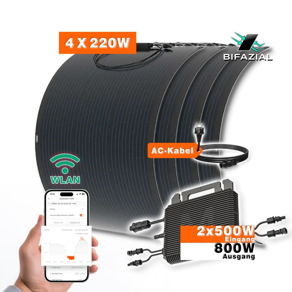 Central eléctrica flexible para balcón con 4 módulos solares (imagen de portada)
