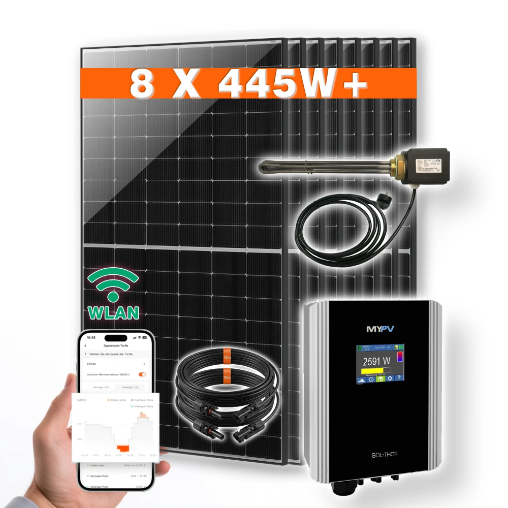 Conjunto de elementos calefactores fotovoltaicos de 3,6 kW: agua caliente con energía solar sin conexión a la red eléctrica. Sistema de calefacción fotovoltaica de 3.6 kW para agua caliente con energía solar sin conexión a la red (imagen de portada)